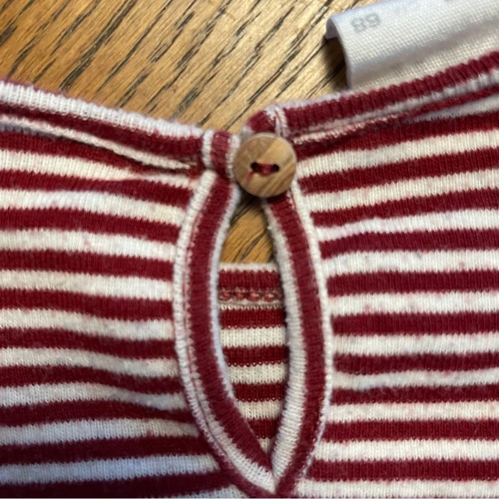 Zara Kids Maroon and White Striped Long Sleeve Tee size 3-6 months